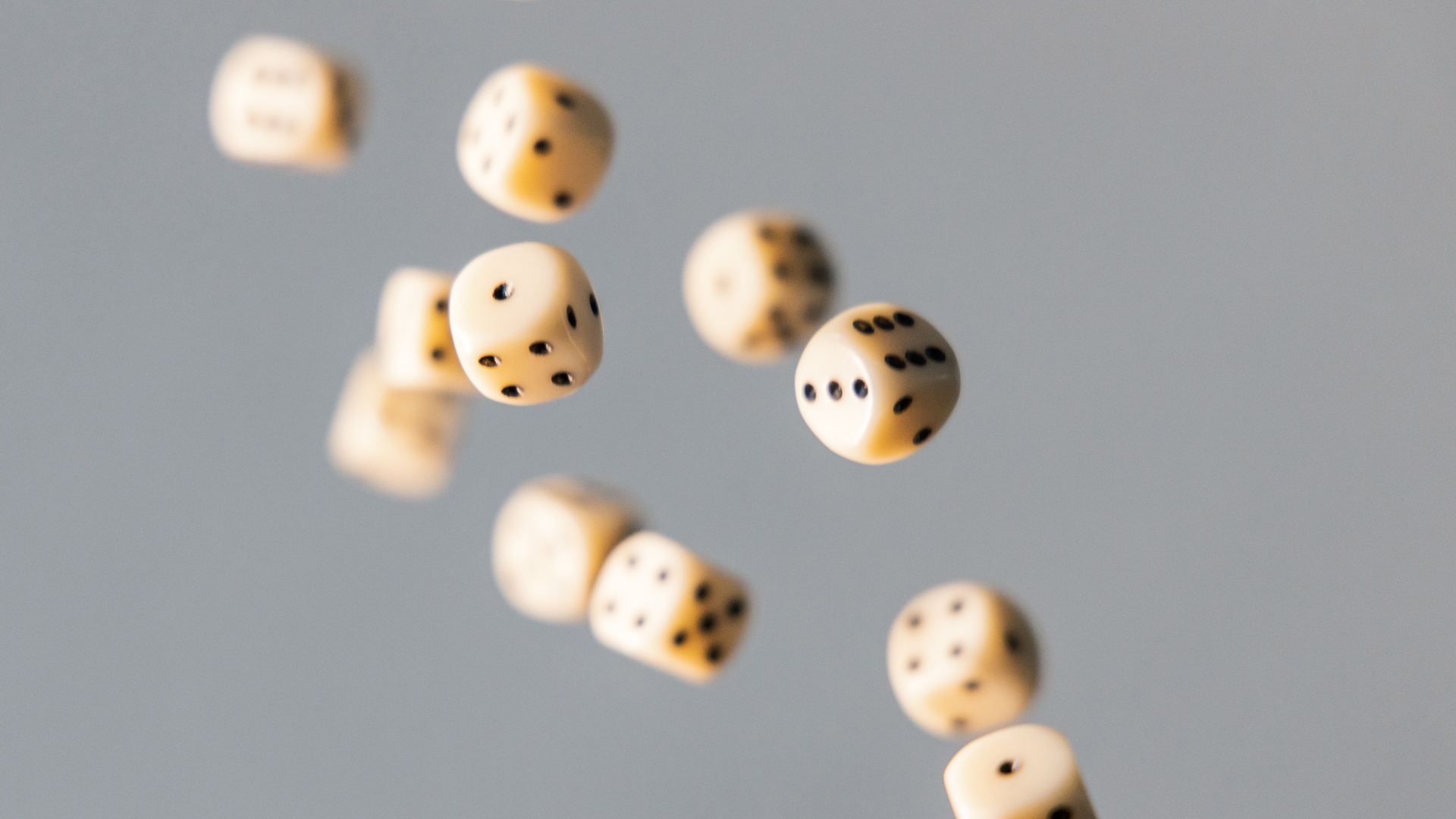 Close up of dice being thrown